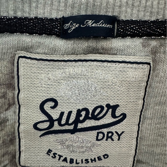 SUPERDRY Sequin Logo Floral Crop Sweat Top Medium - Picture 8 of 12